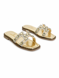 Slipper Flat  Leather Embroidered Letter H  SL-249
