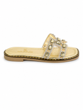 Slipper Flat  Leather Embroidered Letter H  SL-249