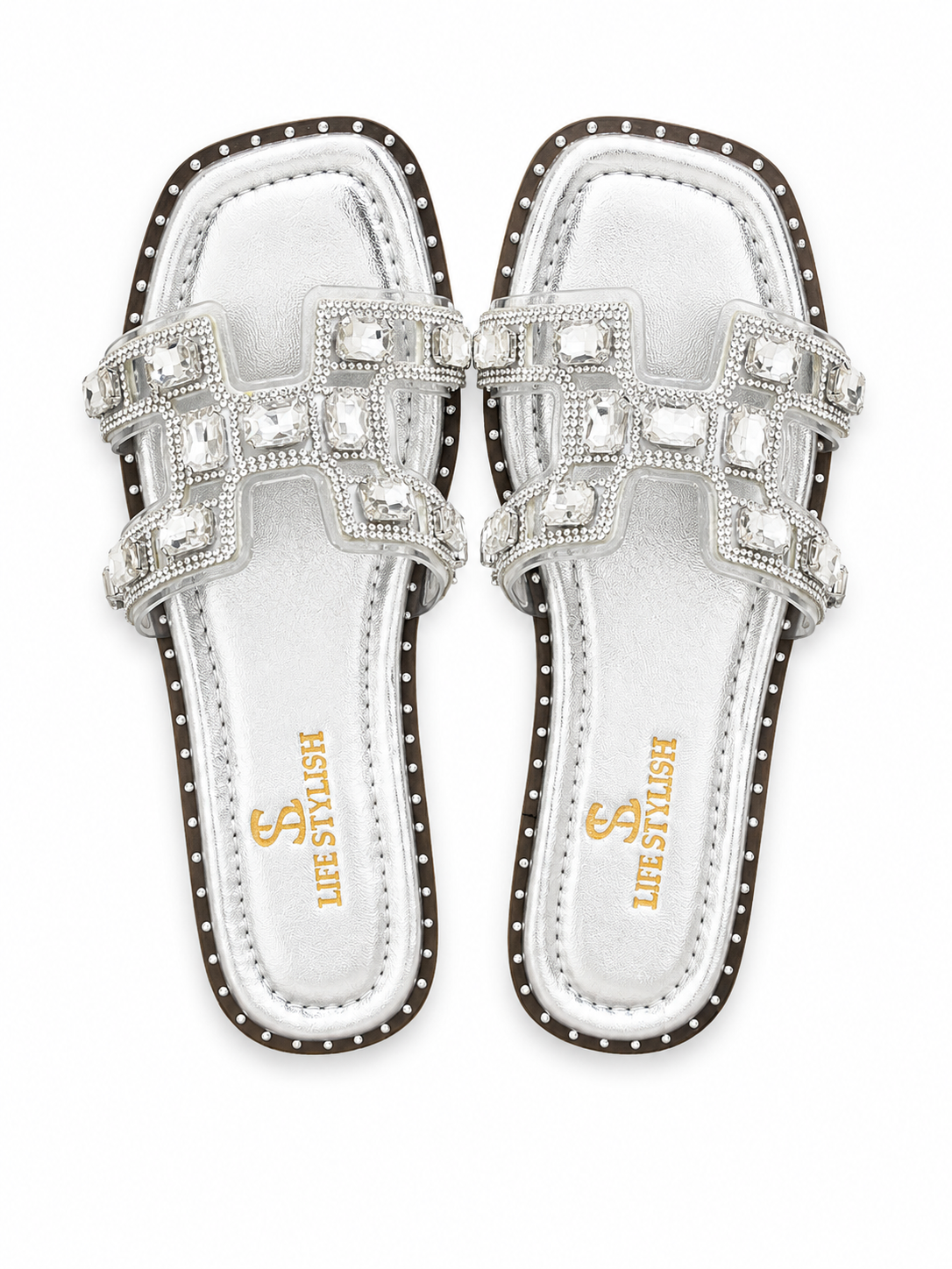 Slipper Flat  Leather Embroidered Letter H  SL-249
