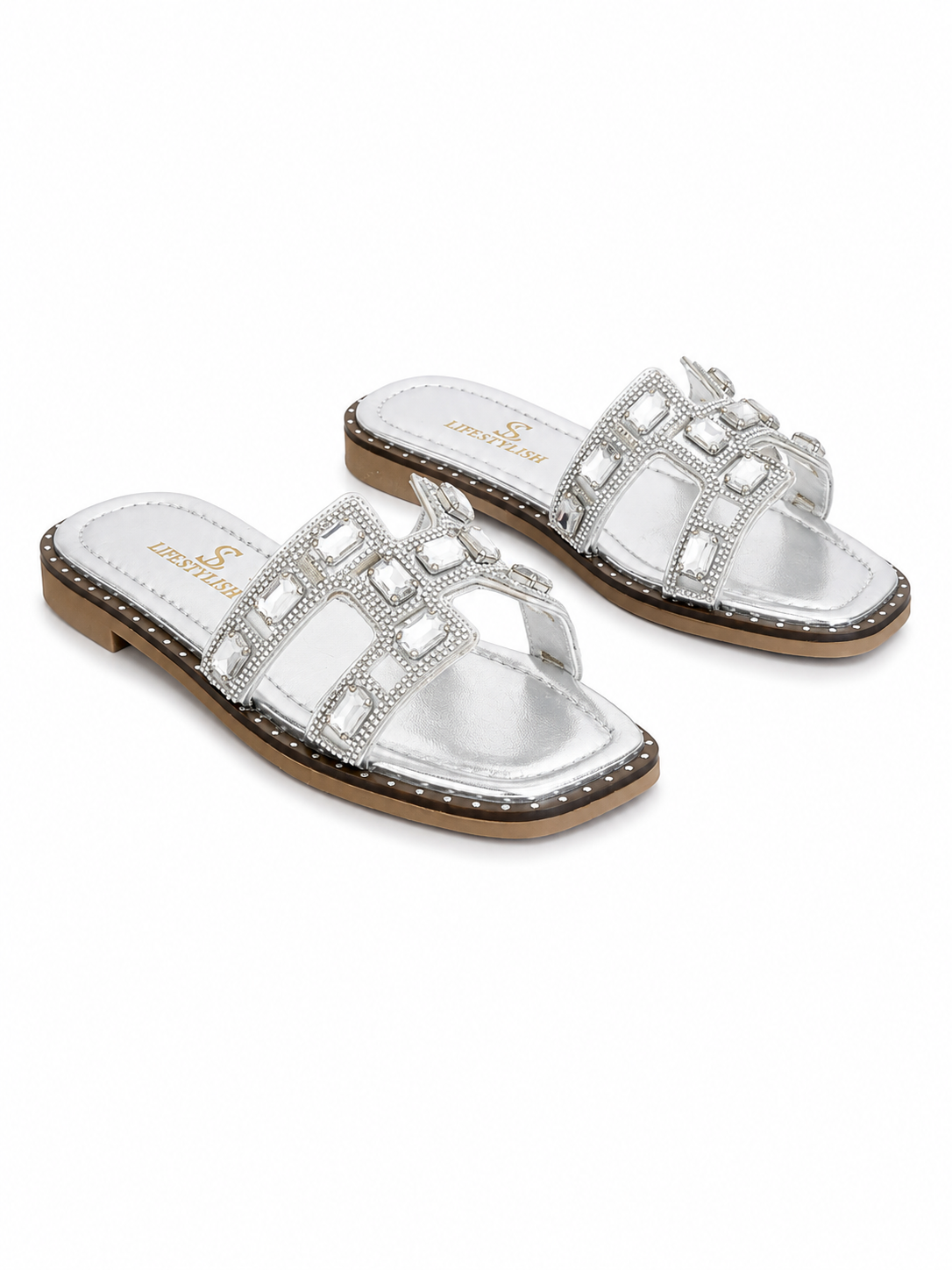 Slipper Flat  Leather Embroidered Letter H  SL-249