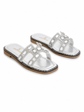 Slipper Flat  Leather Embroidered Letter H  SL-249