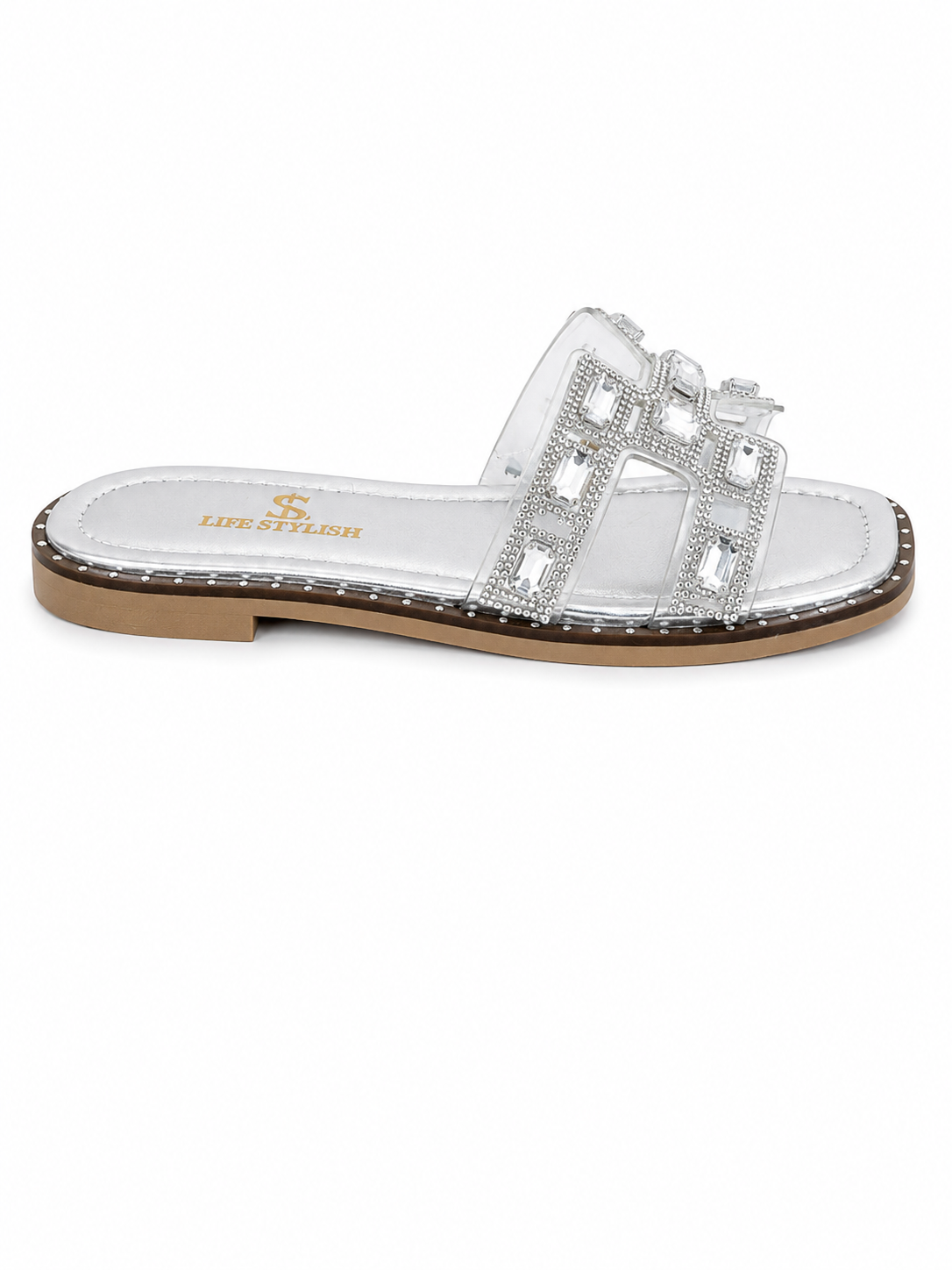 Slipper Flat  Leather Embroidered Letter H  SL-249
