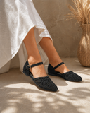 Sandals Flat Burlap And Leather With Buckle SF-59
