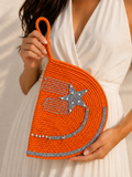 Handbags raffia With a sparkling star and pearl details ZK-1