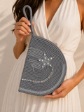 Handbags raffia With a sparkling star and pearl details ZK-1