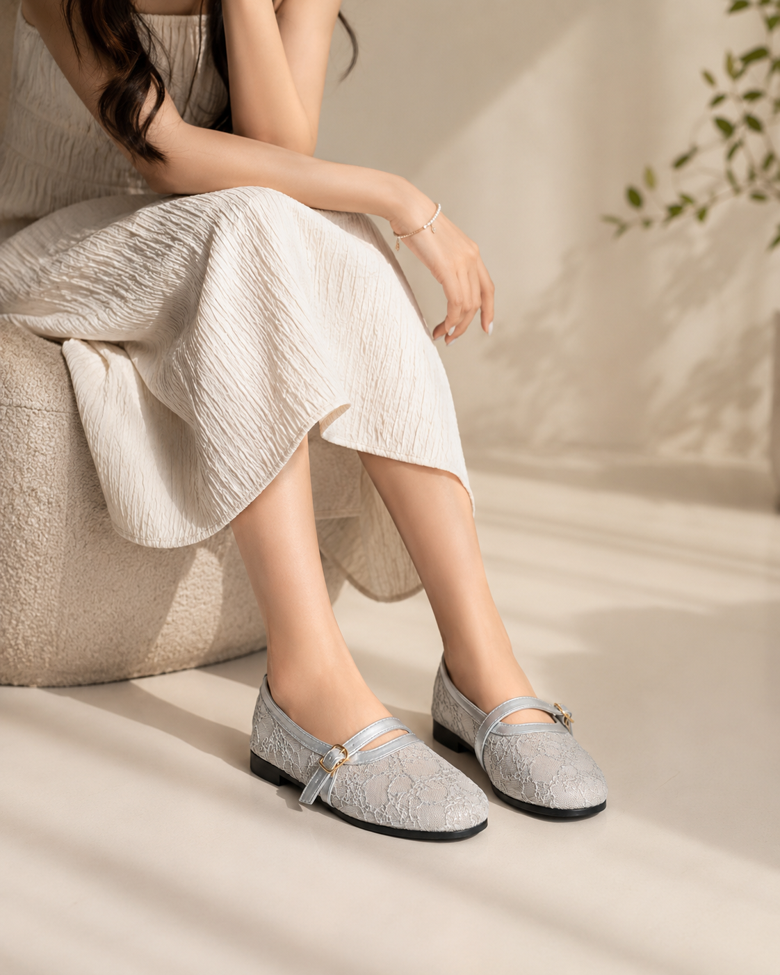 Ballerina flat fabric Dentelle elegant BF-814