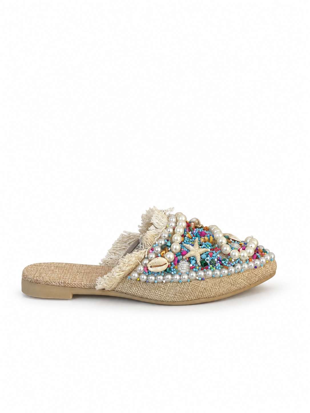 Mules Flat Burlap Embroidered Elegant SB-707