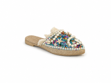 Mules Flat Burlap Embroidered Elegant SB-707