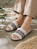 Slippers Flat Leather With Fringed SL-242