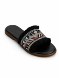 Slippers Flat Leather With Fringed SL-242