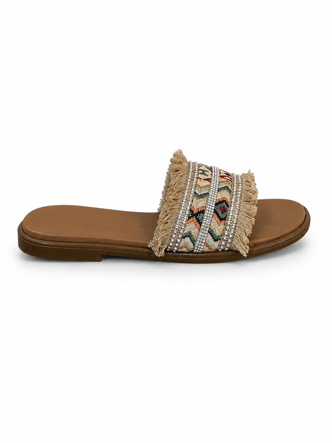 Slippers Flat Leather With Fringed SL-242