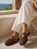 Mules Leather With Buckle Elegant SB-704