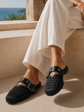 Mules Leather With Buckle Elegant SB-704