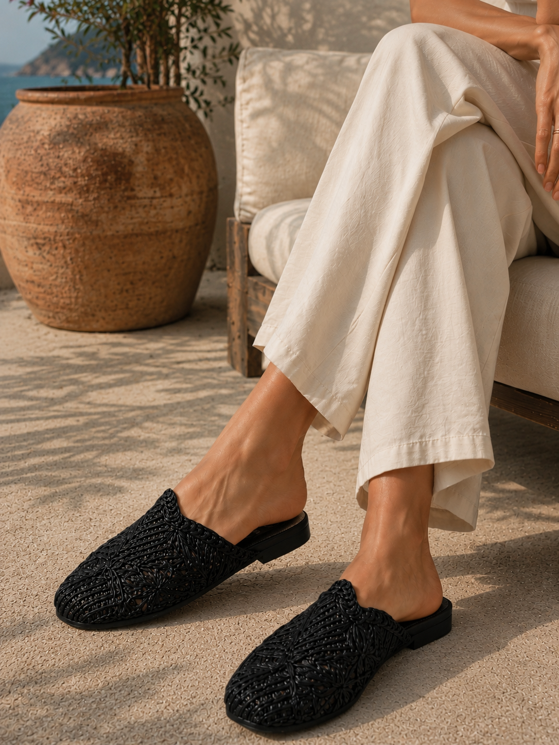 Mules Flat Burlap Elegant SB-705