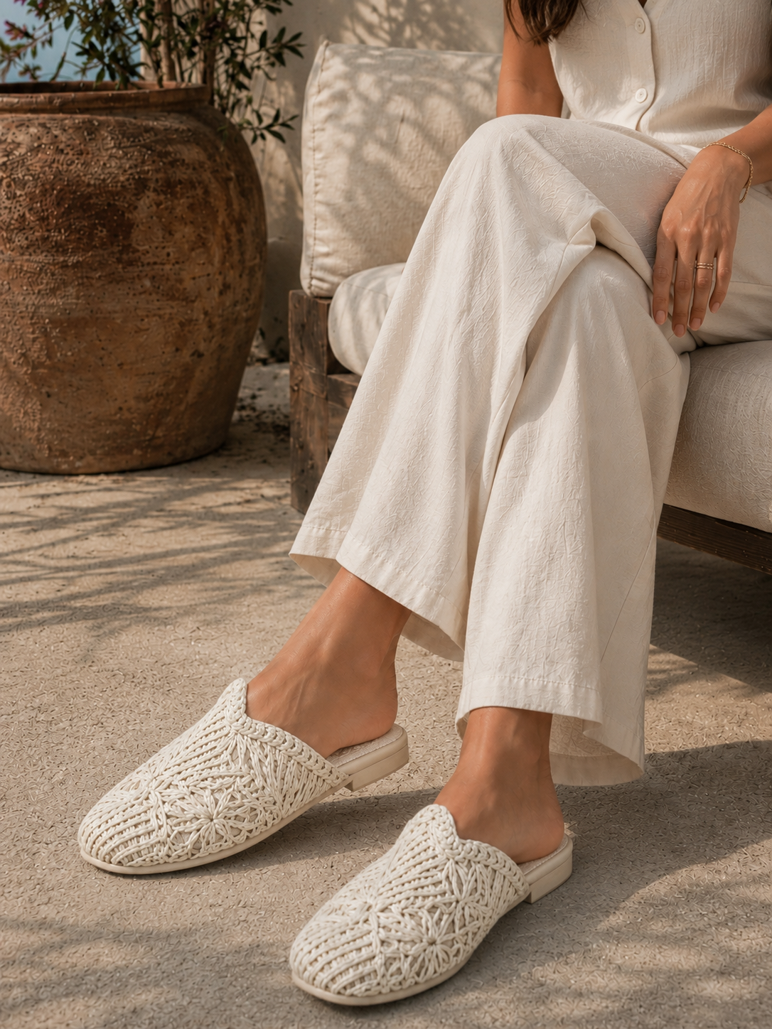 Mules Flat Burlap Elegant SB-705