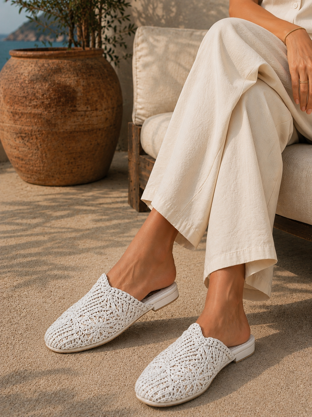 Mules Flat Burlap Elegant SB-705