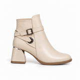 Ankle Boot Women's Leather Mid Heel With distinctive details R-30