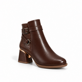 Ankle Boot Women's Leather Mid Heel With distinctive details R-30