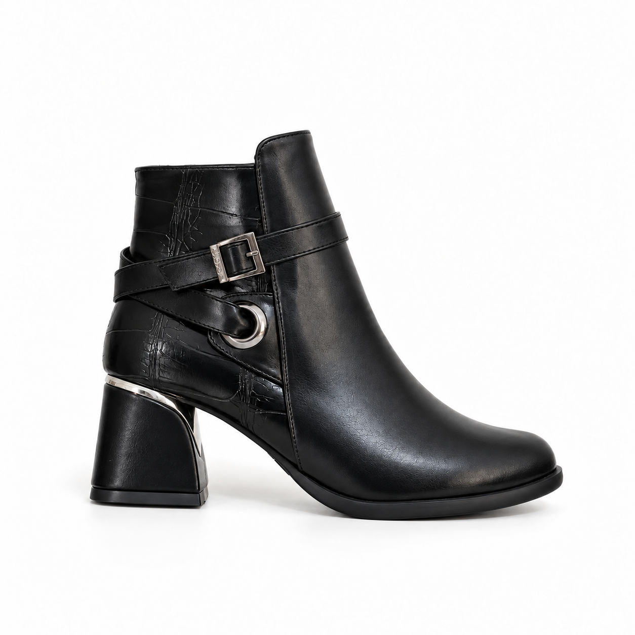 Ankle Boot Women's Leather Mid Heel With distinctive details R-30