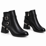 Ankle Boot Women's Leather Mid Heel With distinctive details R-30