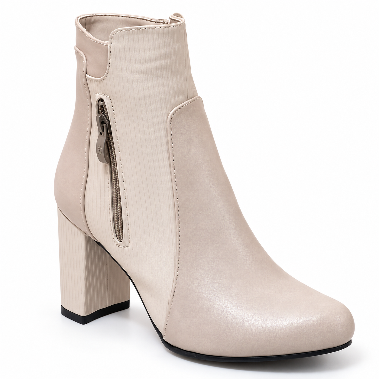 Ankle Boot Heels Leather With Zipper R-25