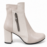 Ankle Boot Heels Leather With Zipper R-25