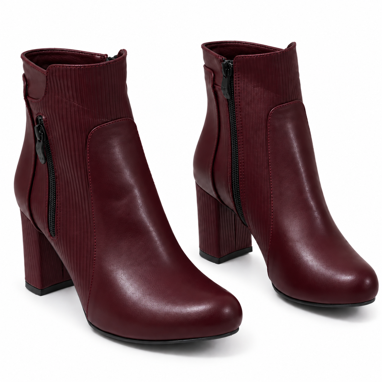 Ankle Boot Heels Leather With Zipper R-25