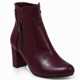 Ankle Boot Heels Leather With Zipper R-25
