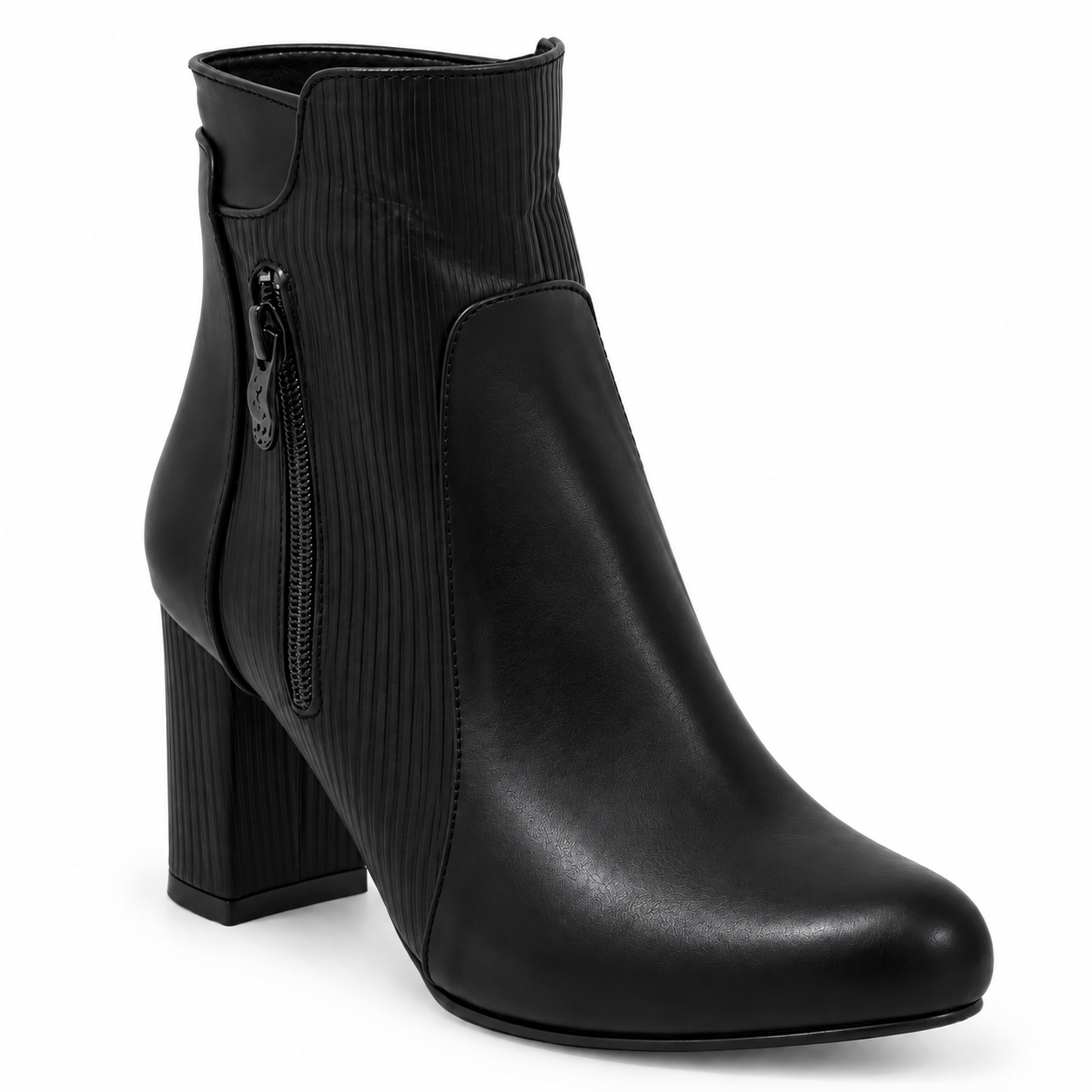 Ankle Boot Heels Leather With Zipper R-25