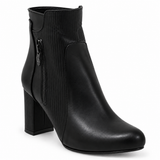 Ankle Boot Heels Leather With Zipper R-25