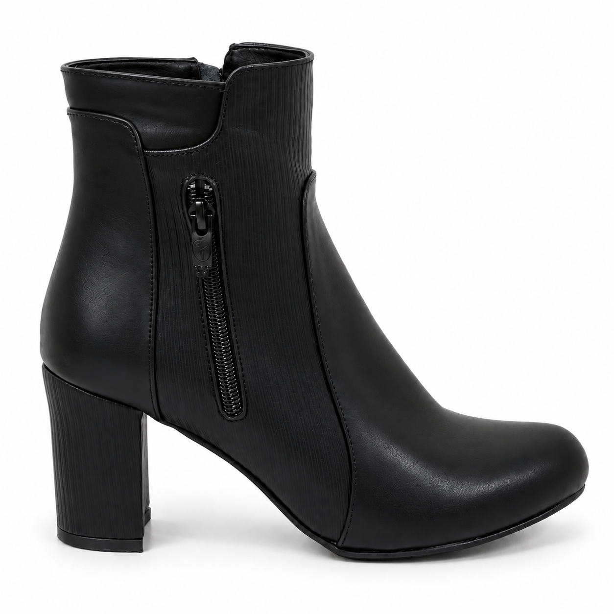 Ankle Boot Heels Leather With Zipper R-25