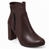 Ankle Boot Heels Leather With Zipper R-25