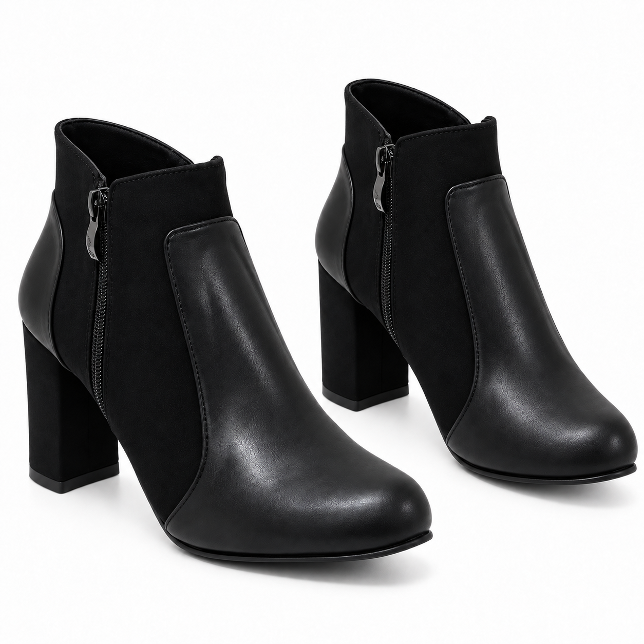 Leather And Suede Heel Boot R-9