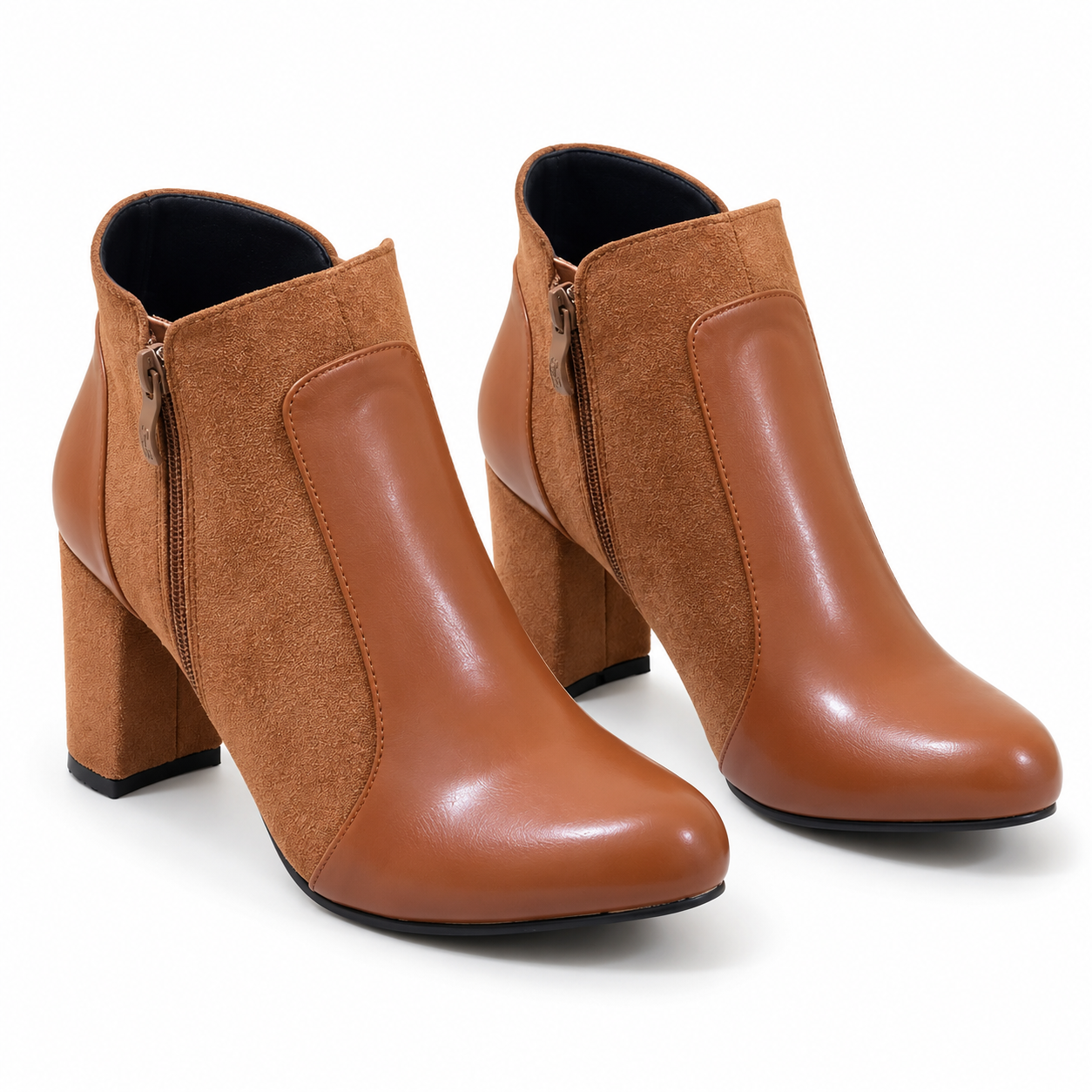 Leather And Suede Heel Boot R-9