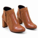 Leather And Suede Heel Boot R-9