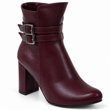 Women’s Double Buckle Block Heel Ankle Boots R-26