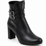 Women’s Double Buckle Block Heel Ankle Boots R-26