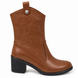 Long Boot Heels Leather Stylish LB-36