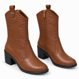 Long Boot Heels Leather Stylish LB-36