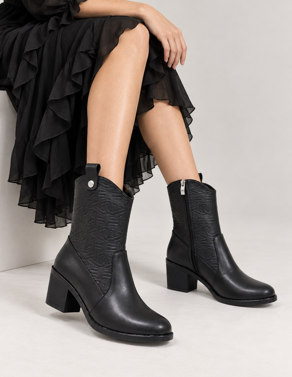 Long Boot Heels Leather Stylish LB-36