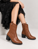 Long Boot Heels Leather Stylish LB-36
