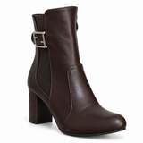 Women’s Block Heel Ankle Boots with Side Buckle R-27