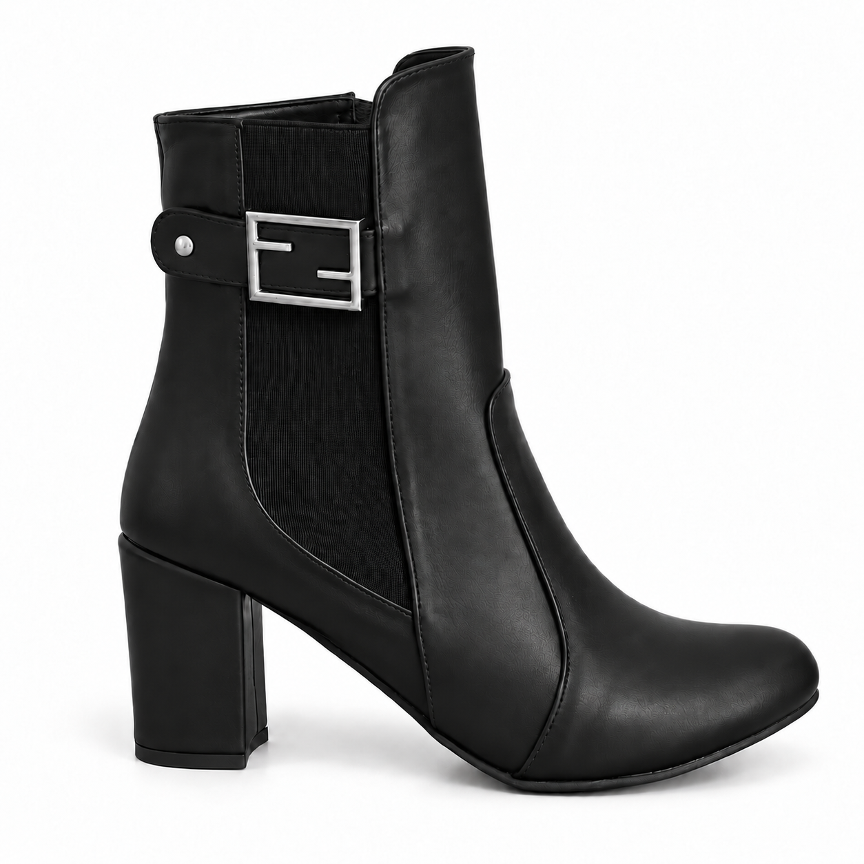 Women’s Block Heel Ankle Boots with Side Buckle R-27