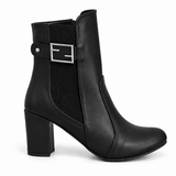 Women’s Block Heel Ankle Boots with Side Buckle R-27