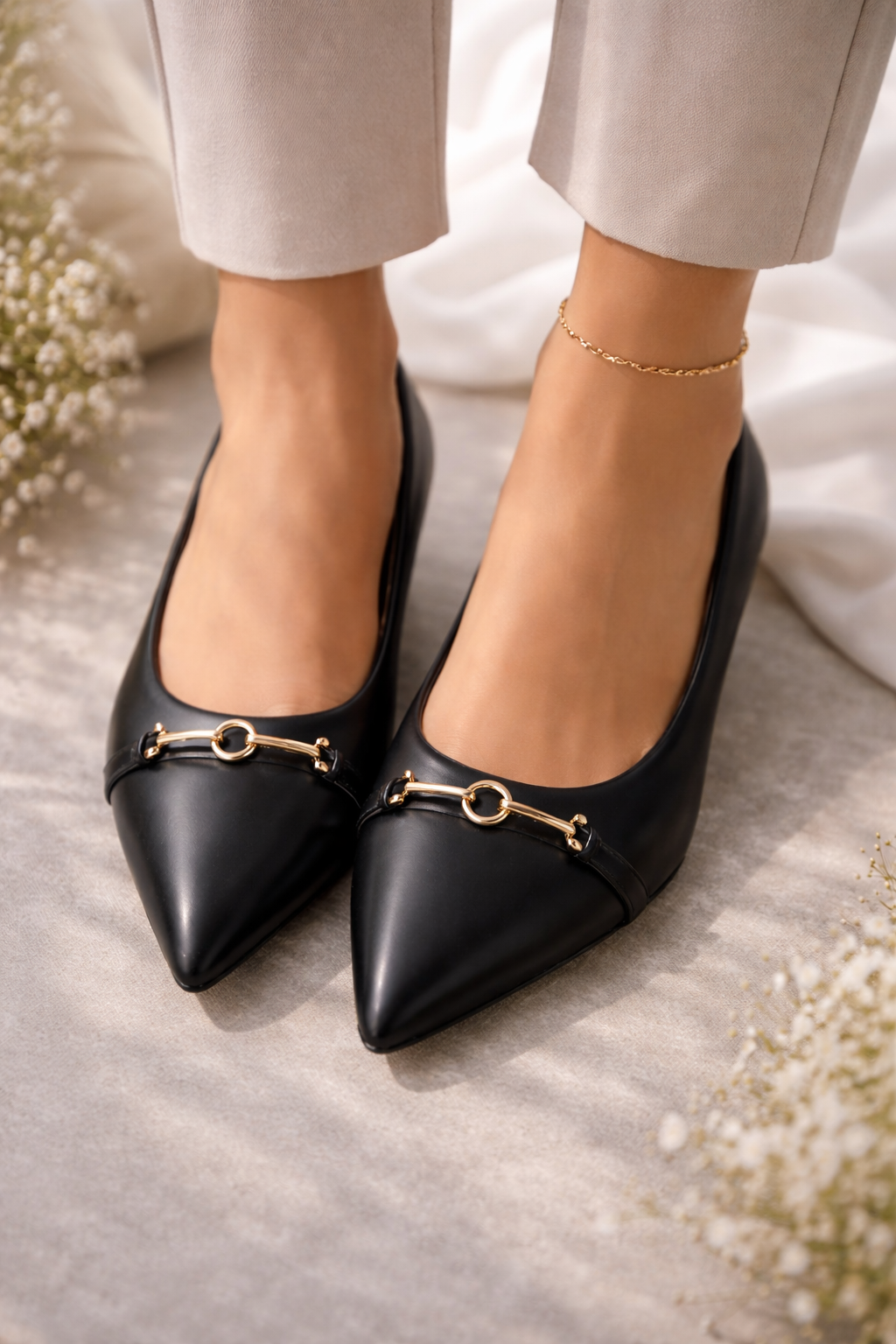 Ballerina Flat Leather With Acceroies BN-506