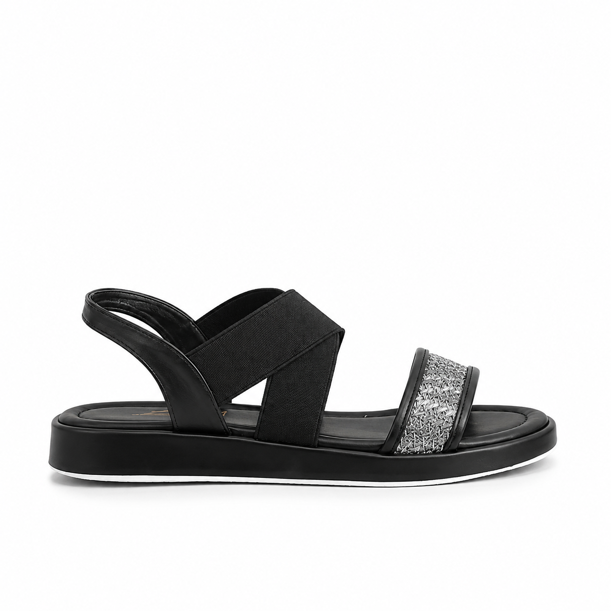 sandals Leather flat with elastic strap SF-61