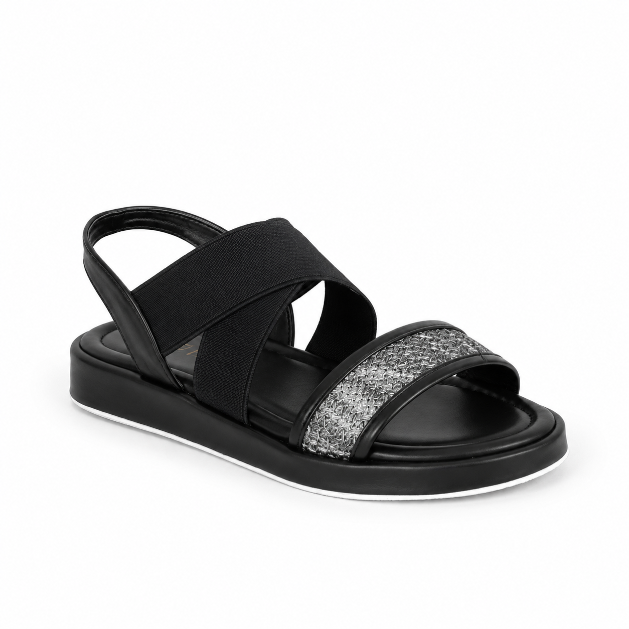 sandals Leather flat with elastic strap SF-61