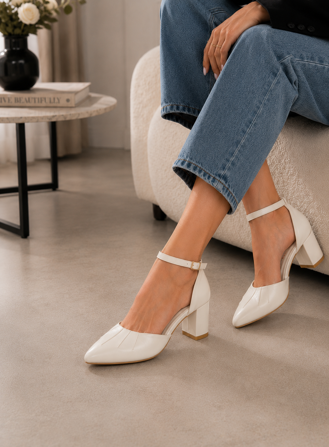 Shoes Mid Heels Leather F-606