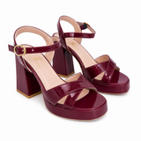 Sandal High Heel Leather Glossy With Buckle H-15