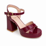 Sandal High Heel Leather Glossy With Buckle H-15